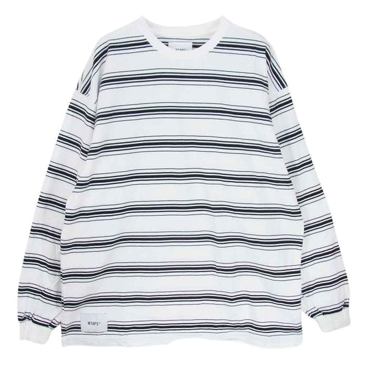 WTAPS ダブルタップス 22AW 222ATDT-CSM13 BDY 01／LS／COTTON ボーダー ロングスリーブ 長袖 Tシャツ  ホワイト系 ブラック系 X02【中古】