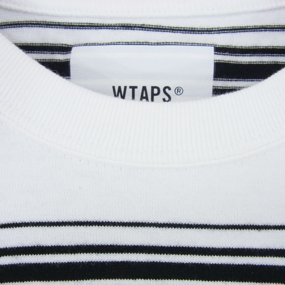 WTAPS ダブルタップス 22AW 222ATDT-CSM13 BDY 01／LS／COTTON ボーダー ロングスリーブ 長袖 Tシャツ  ホワイト系 ブラック系 X02【中古】