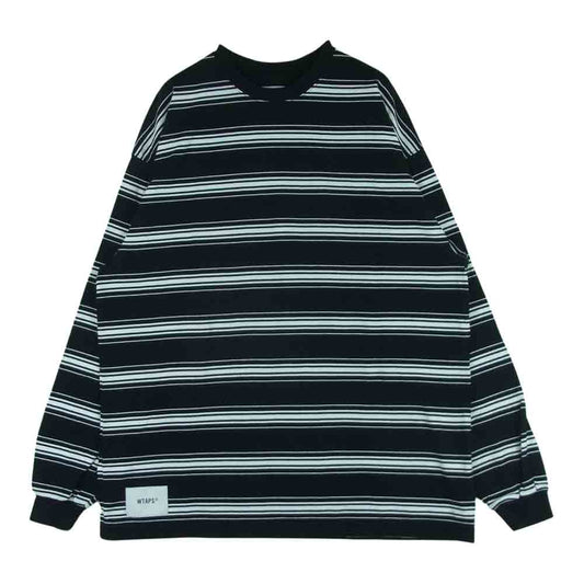 WTAPS ダブルタップス 22AW 222ATDT-CSM13 BDY 01 / LS / COTTON. TEXTILE ボーダー 長袖 Tシャツ カットソー ロンT ブラック系 ホワイト系 02【中古】