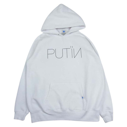 GDC ジーディーシー PUTIN ドロップショルダー フード パーカー ホワイト系 XL【中古】