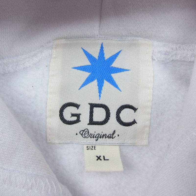 GDC ジーディーシー PUTIN ドロップショルダー フード パーカー ホワイト系 XL【中古】