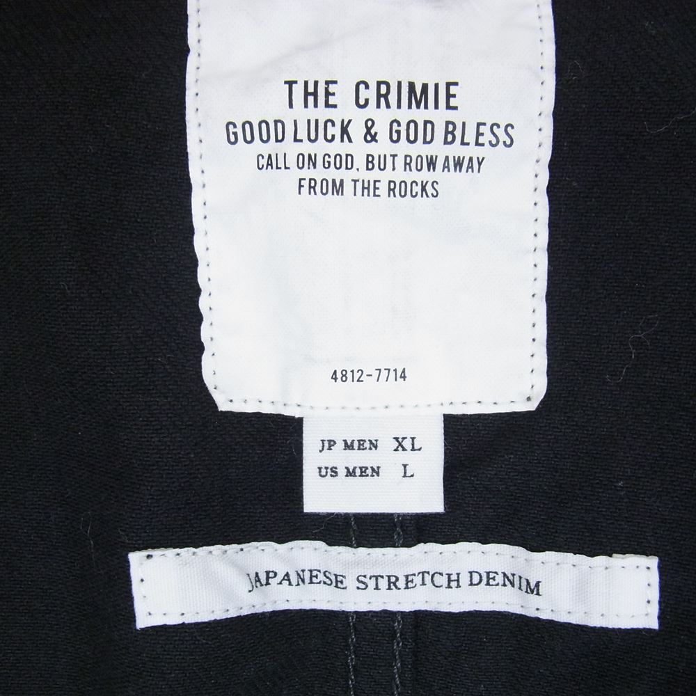 CRIMIE クライミー CRA-02A1-JK03 BORN RUDE STRETCH SELVEDGE DENIM JACKET ボーン ルード ストレッチ デニム ジャケット ブラック系 XL【中古】