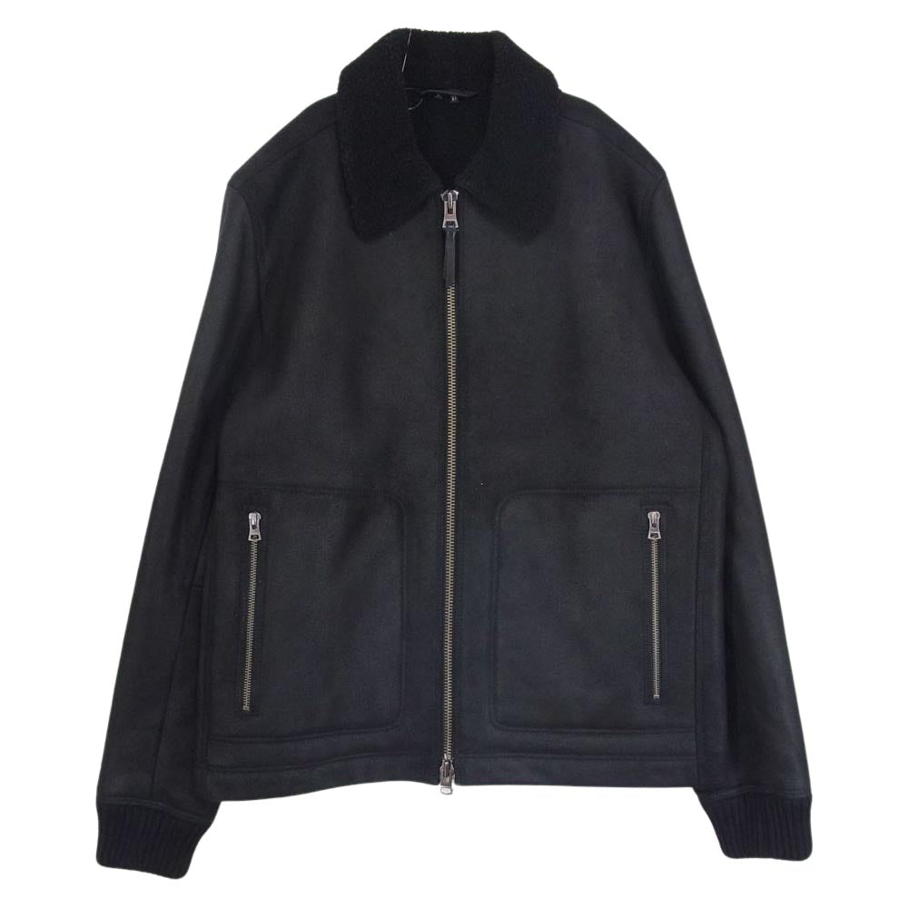theory セオリー 02-2305003 リアルムートン シープスキン レザー 裏ボア アビエイター ジャケット ブラック系 42【中古】