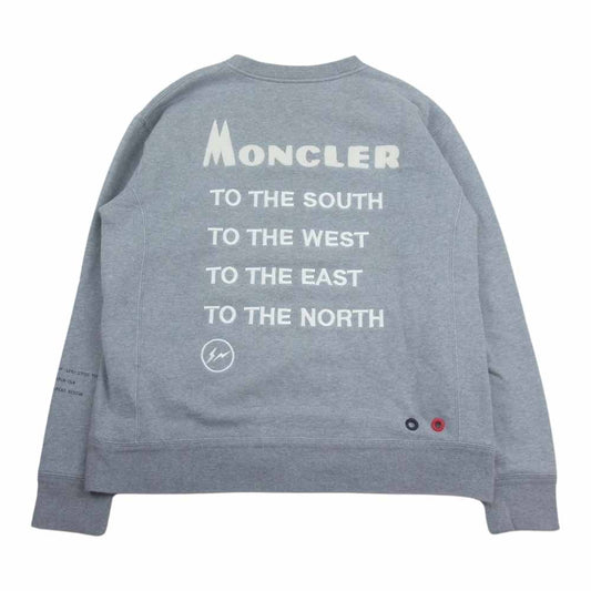 MONCLER モンクレール D209U8040250　 ×  fragment design フラグメントデザイン MAGLIA マグリア 英字エンブロイダリー クルーネック スウェット グレー グレー系 L【中古】