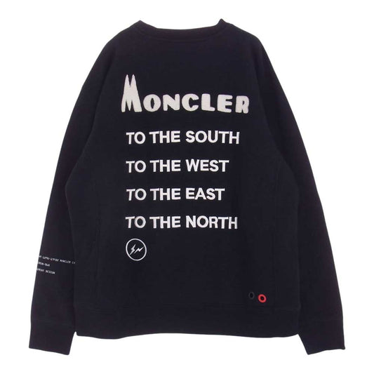 MONCLER モンクレール D209U8040250 ×  fragment design フラグメントデザイン MAGLIA マグリア 英字エンブロイダリー クルーネック スウェット ブラック ブラック系 L【中古】