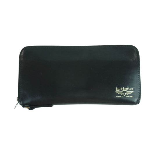 Lewis Leathers ルイスレザー PORTER ポーター 吉田カバン ラウンドジップ レザー ウォレット 長財布 ブラック系【中古】
