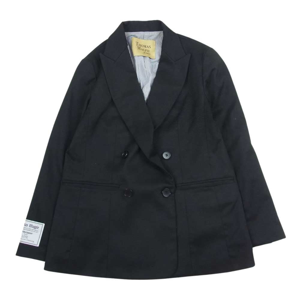トーマスマグパイ 2221201 裏地 ストライプ 2B ダブルブレスト ジャケット ブラック系 38【中古】