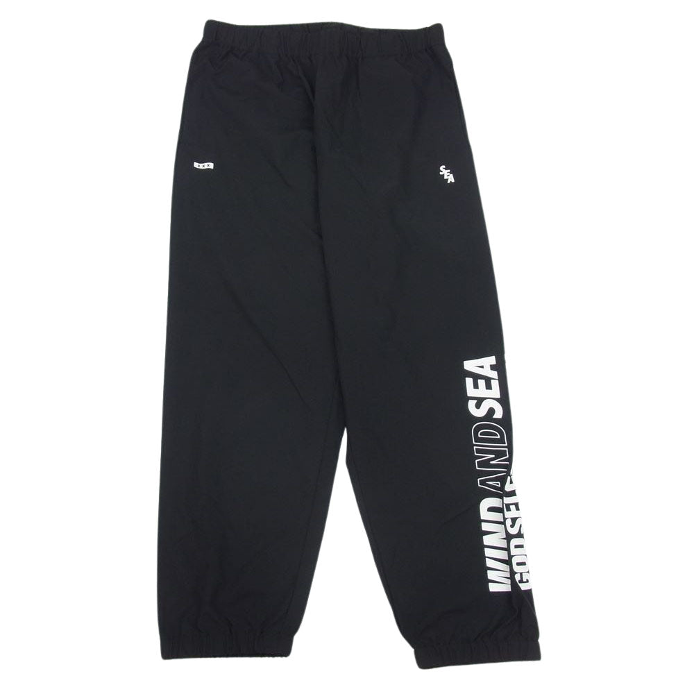 WIND AND SEA ウィンダンシー WDS-C-GOD-23-Q3-03 × God Selection ゴッドセレクション ロゴ プリント トラック パンツ ブラック系 M【中古】