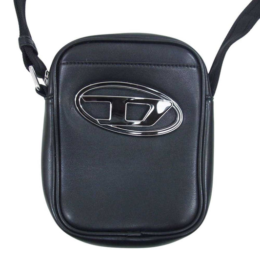DIESEL ディーゼル メタル オーバルD ロゴ ショルダー バッグ ブラック系【中古】