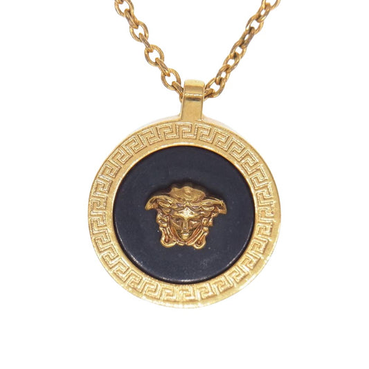 VERSACE ヴェルサーチ エナメル メデューサ ネックレス ゴールド系【中古】