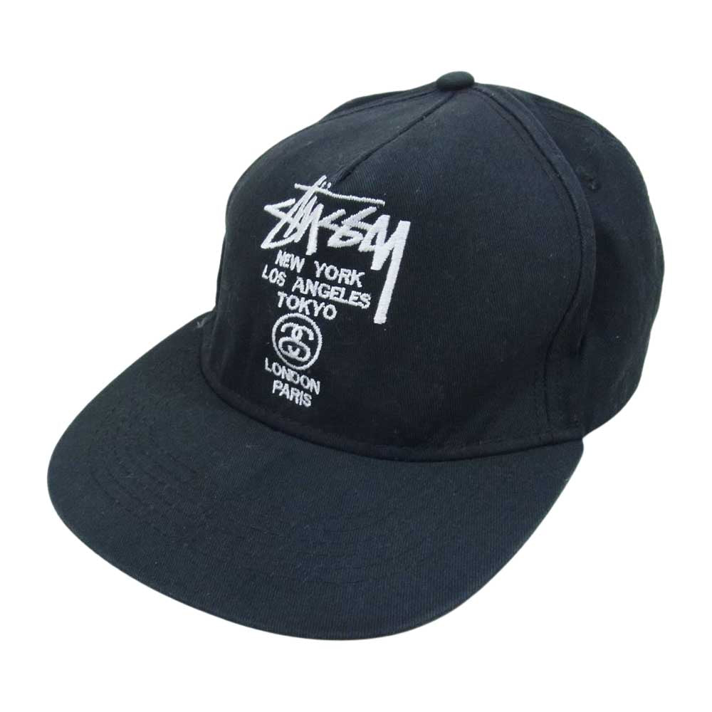 STUSSY ステューシー ロゴ刺繍 キャップ 帽子 ブラック系【中古】