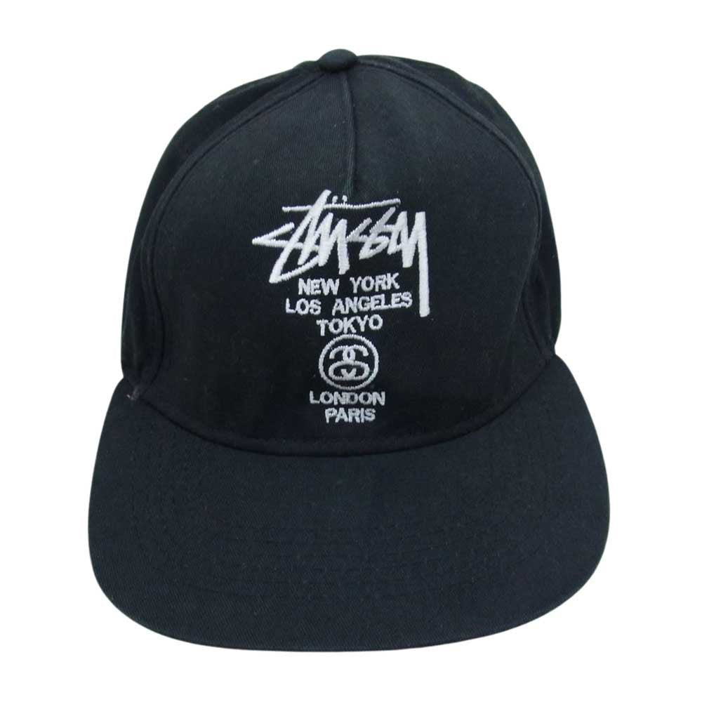 STUSSY ステューシー ロゴ刺繍 キャップ 帽子 ブラック系【中古】