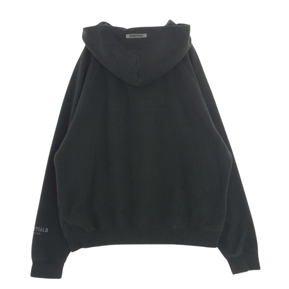 FEAR OF GOD フィアオブゴッド FOG ESSENTIALS エッセンシャルズ フロント ラバー ロゴ フーディー パーカー ブラック系 L【中古】