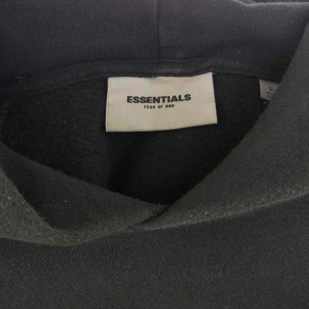 FEAR OF GOD フィアオブゴッド FOG ESSENTIALS エッセンシャルズ フロント ラバー ロゴ フーディー パーカー ブラック系 L【中古】