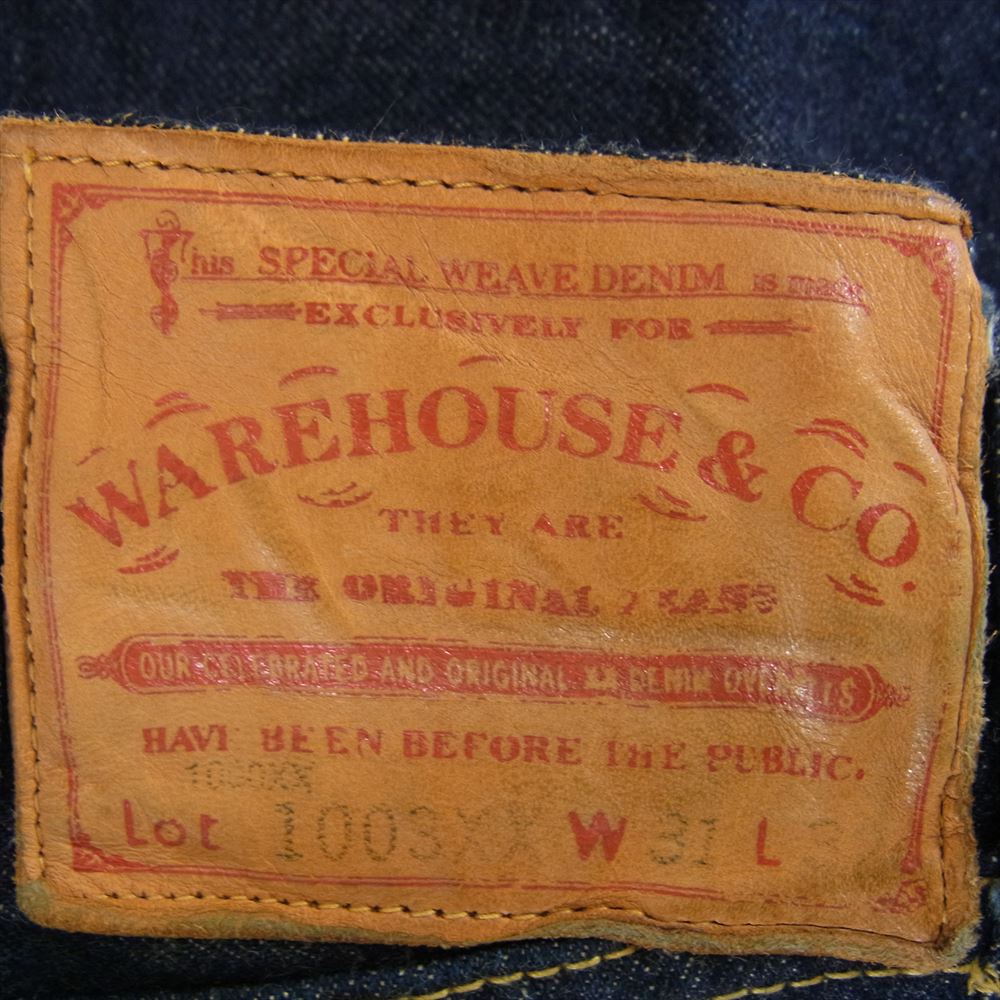 WAREHOUSE ウエアハウス Lot 100XX (1003XX) 1941 大戦モデル 赤耳 股リベット デニム パンツ ジーンズ  インディゴブルー系 31【中古】