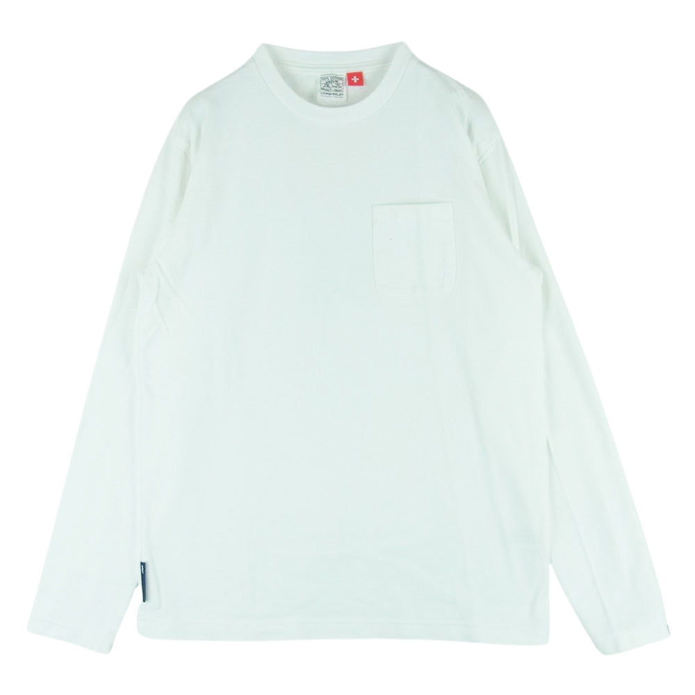 LOOPWHEELER ループウィラー クルーネック ポケット付き 長袖 Tシャツ コットン 日本製 ホワイト系 M【中古】