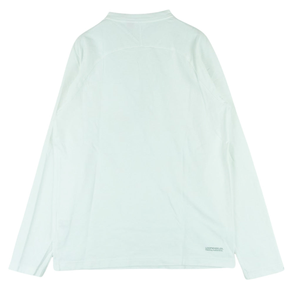 LOOPWHEELER ループウィラー クルーネック ポケット付き 長袖 Tシャツ コットン 日本製 ホワイト系 M【中古】