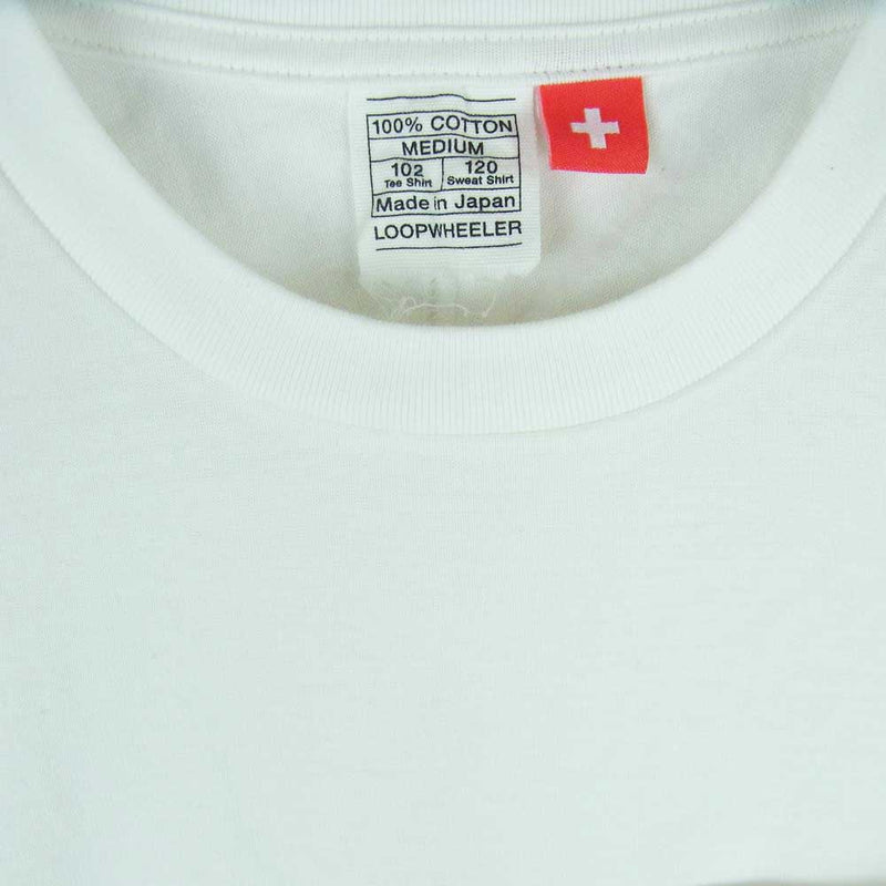 LOOPWHEELER ループウィラー クルーネック ポケット付き 長袖 Tシャツ コットン 日本製 ホワイト系 M【中古】