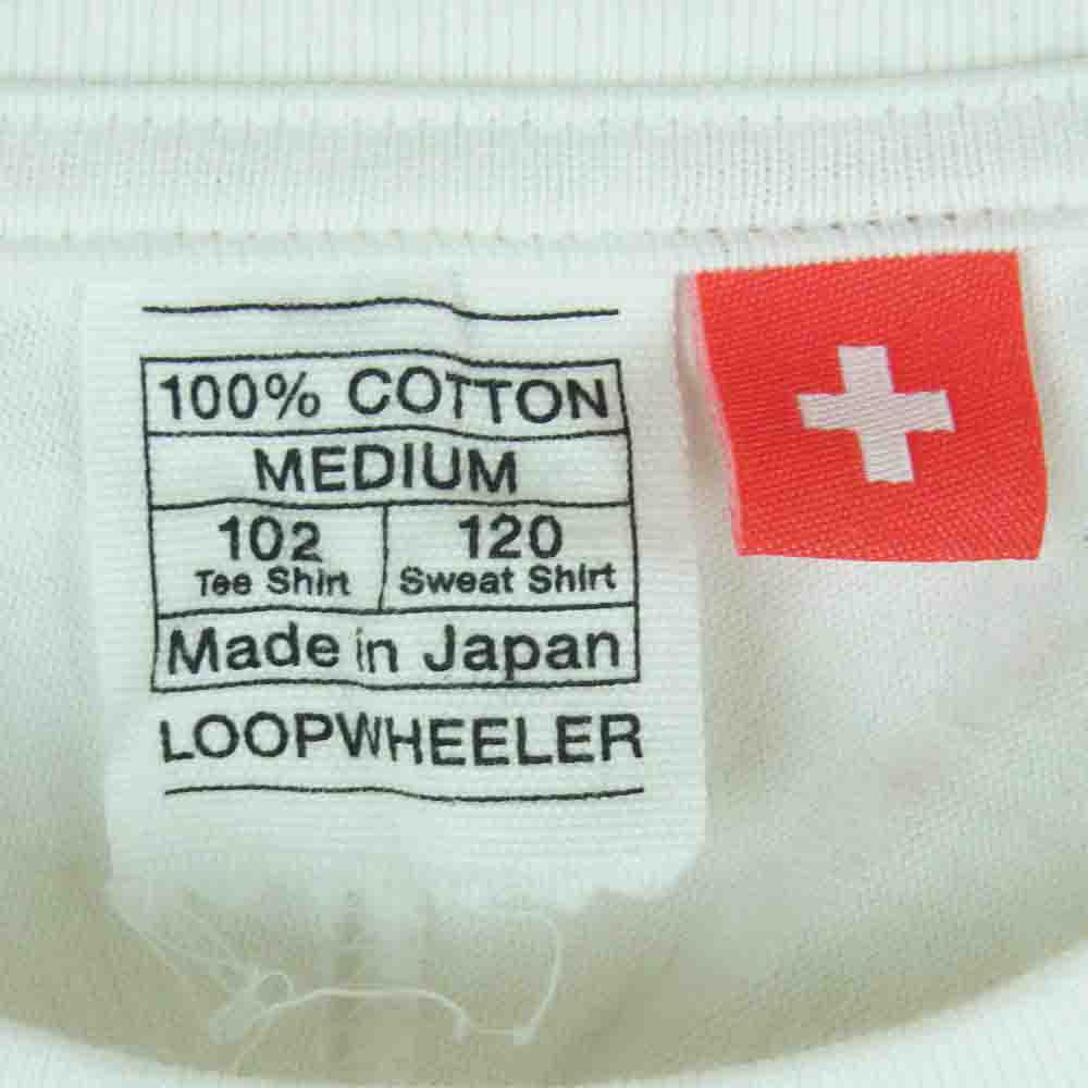 LOOPWHEELER ループウィラー クルーネック ポケット付き 長袖 Tシャツ コットン 日本製 ホワイト系 M【中古】