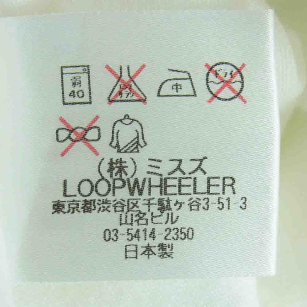 LOOPWHEELER ループウィラー クルーネック ポケット付き 長袖 Tシャツ コットン 日本製 ホワイト系 M【中古】