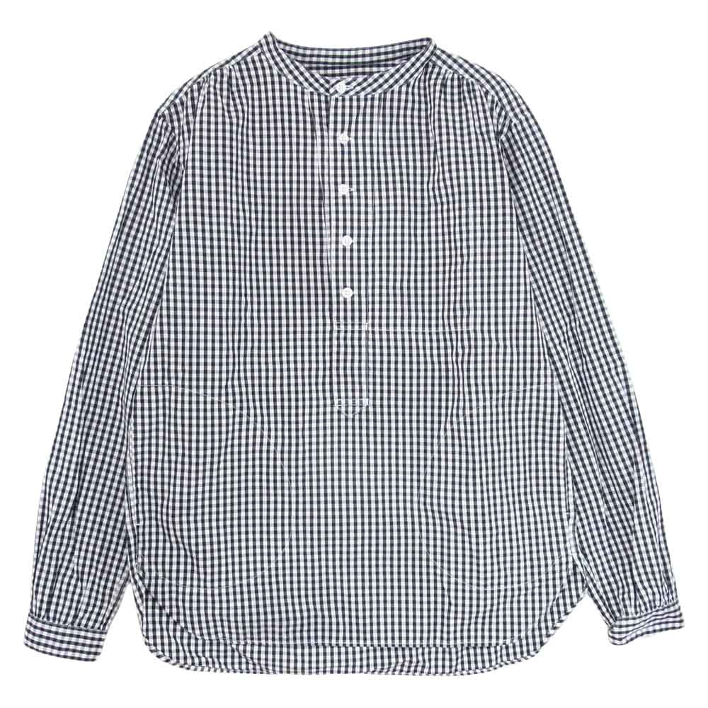 東京ナチュラルハイキングクラブ ギンガムチェック バンドカラー プルオーバー 長袖 シャツ ブラック系 M【中古】