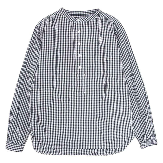 東京ナチュラルハイキングクラブ ギンガムチェック バンドカラー プルオーバー 長袖 シャツ ブラック系 M【中古】