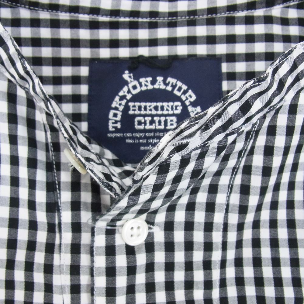 東京ナチュラルハイキングクラブ ギンガムチェック バンドカラー プルオーバー 長袖 シャツ ブラック系 M【中古】
