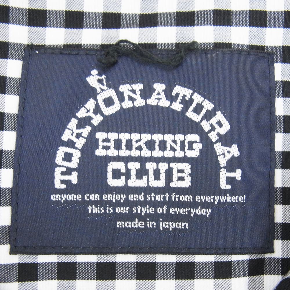 東京ナチュラルハイキングクラブ ギンガムチェック バンドカラー プルオーバー 長袖 シャツ ブラック系 M【中古】
