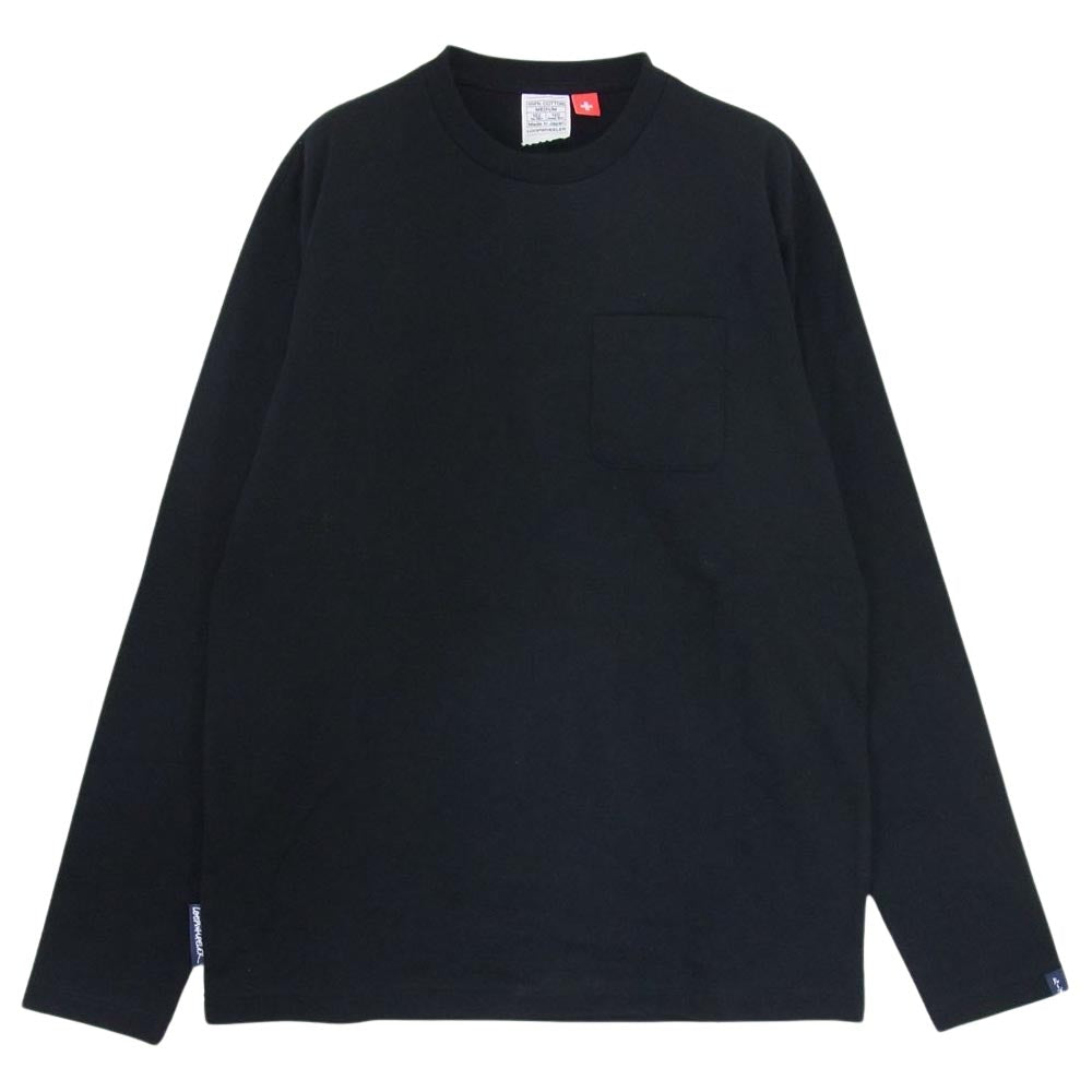 LOOPWHEELER ループウィラー 102 クルーネック ポケット付き 長袖 Tシャツ カットソー ブラック系 M【中古】