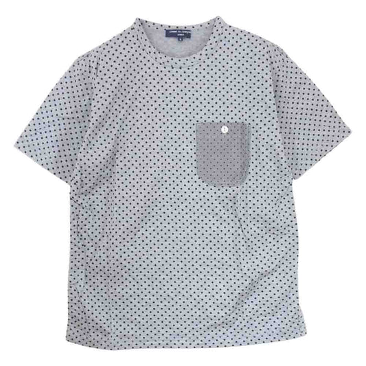 COMME des GARCONS HOMME コムデギャルソンオム AD2013 HM-T016 ドット総柄 ポケット付き クルーネック 半袖 Tシャツ グレー系 ドット L【中古】