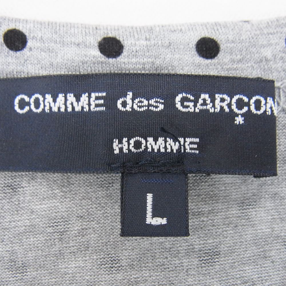 COMME des GARCONS HOMME コムデギャルソンオム AD2013 HM-T016 ドット総柄 ポケット付き クルーネック 半袖 Tシャツ グレー系 ドット L【中古】