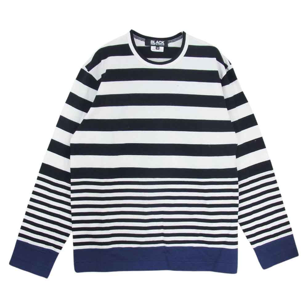 BLACK COMME des GARCONS ブラックコムデギャルソン AD2010 1G-T208 ボーダー切替 長袖 Tシャツ ロンT カットソー ホワイト系 M【中古】