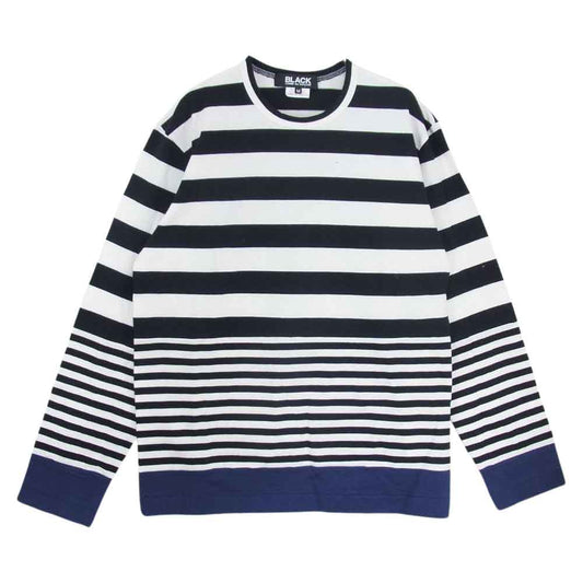 BLACK COMME des GARCONS ブラックコムデギャルソン AD2010 1G-T208 ボーダー切替 長袖 Tシャツ ロンT カットソー ホワイト系 M【中古】