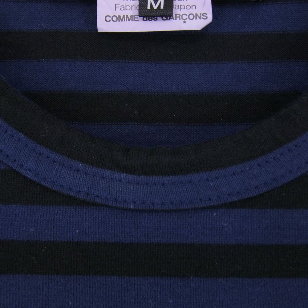 BLACK COMME des GARCONS ブラックコムデギャルソン AD2011 1I-T210 クルーネック ボーダー 長袖 Tシャツ ロンT カットソー ダークネイビー系 M【中古】