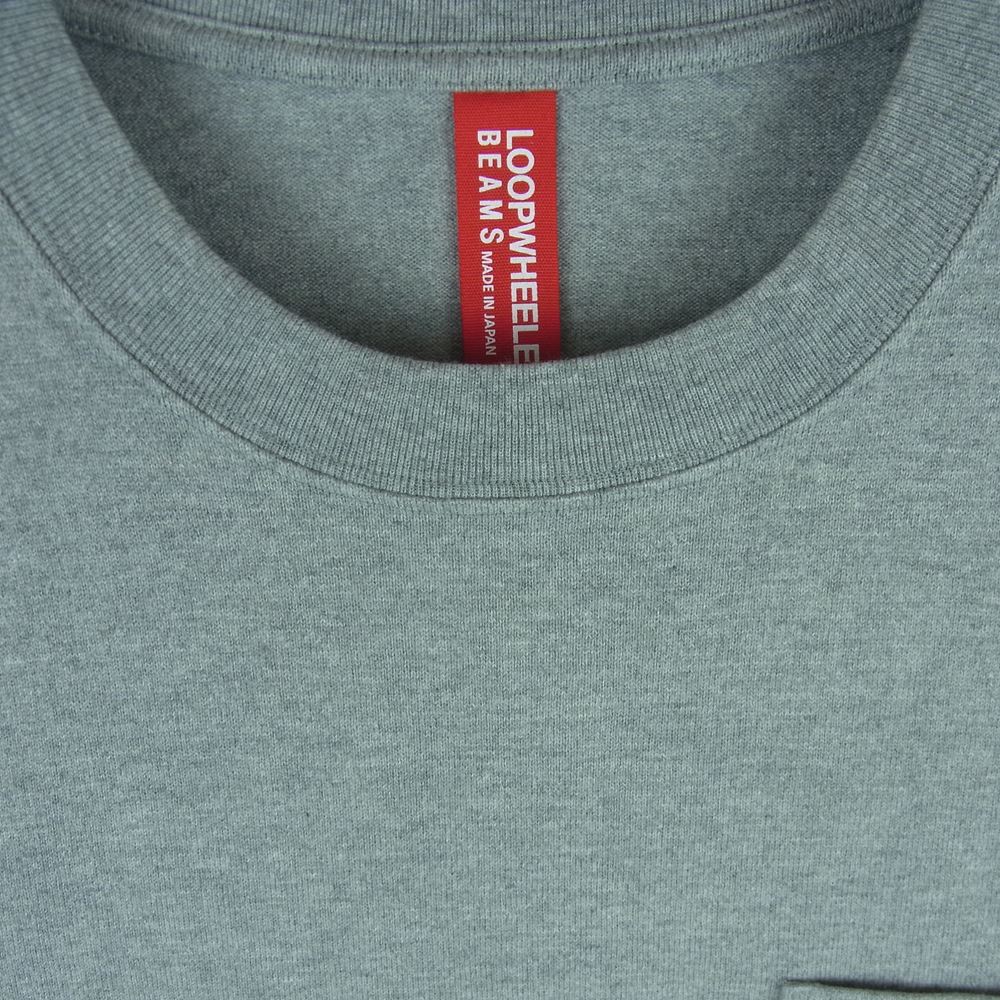 LOOPWHEELER ループウィラー BEAMS ビームス別注 クルーネック ポケット付き 長袖 Tシャツ コットン 日本製 グレー系 L【中古】