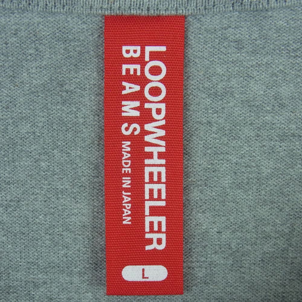 LOOPWHEELER ループウィラー BEAMS ビームス別注 クルーネック ポケット付き 長袖 Tシャツ コットン 日本製 グレー系 L【中古】
