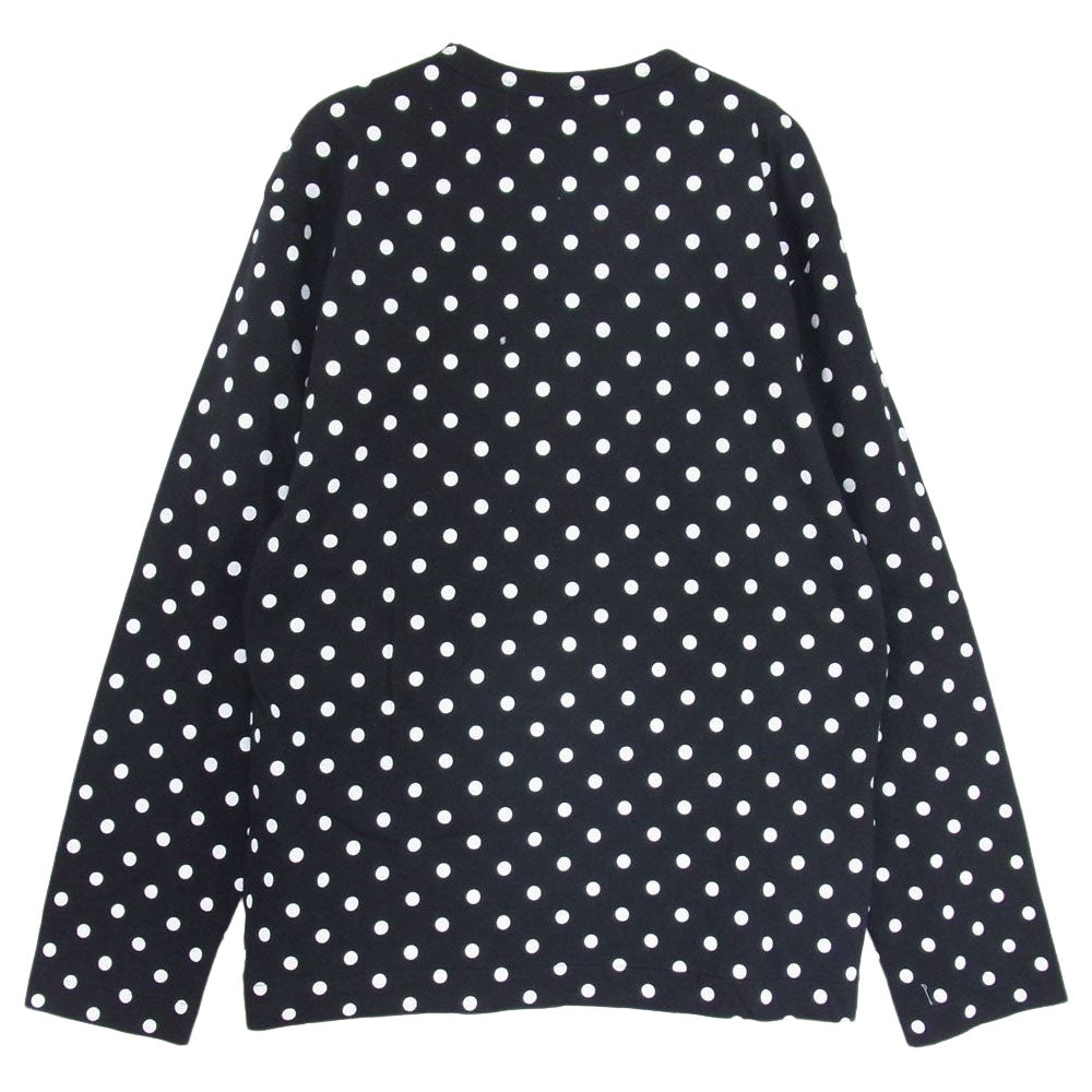 PLAY COMME des GARCONS プレイコムデギャルソン AD2013 AZ-T166 ハートロゴ刺繍 ドット総柄 水玉 長袖 Tシャツ ブラック系 M【中古】