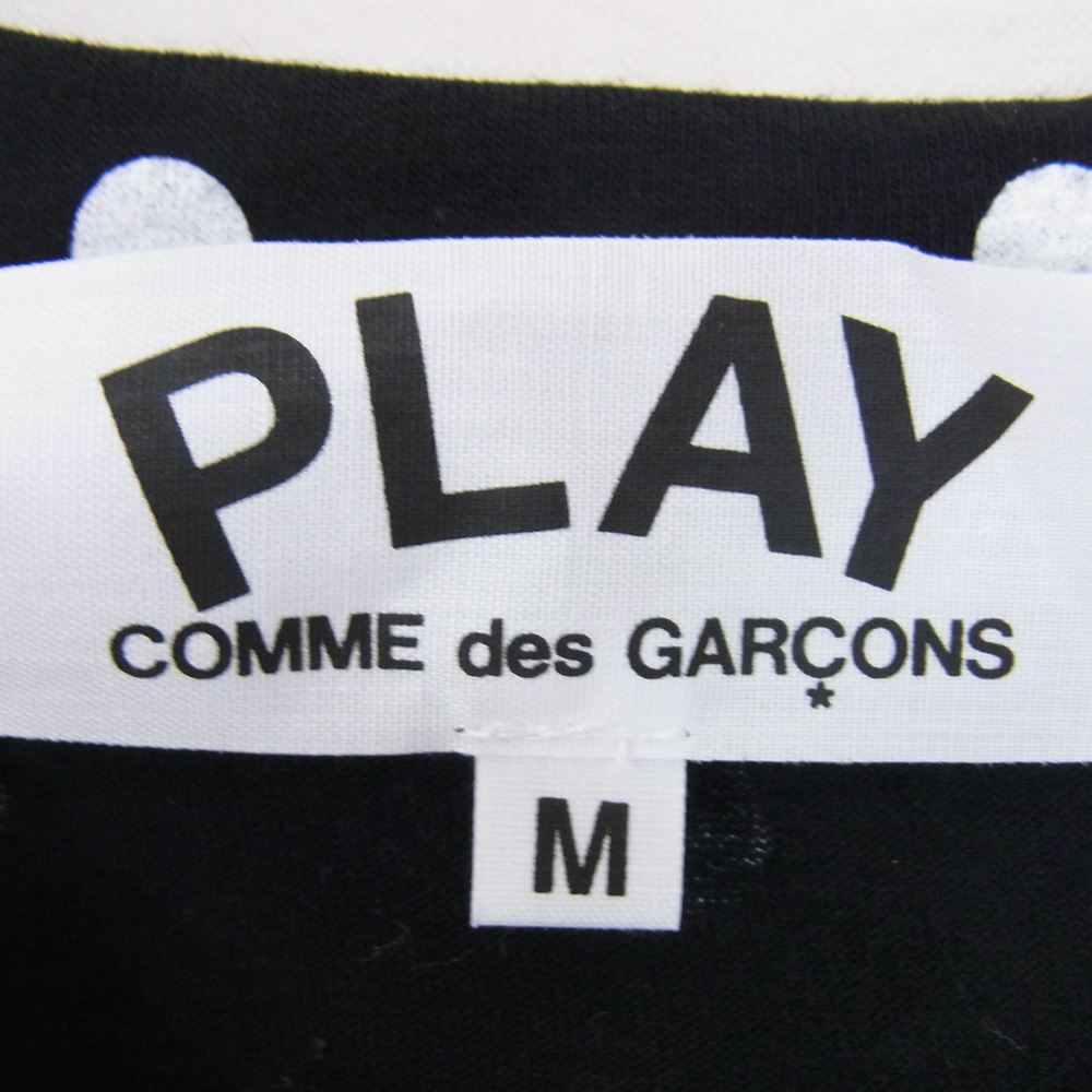 PLAY COMME des GARCONS プレイコムデギャルソン AD2013 AZ-T166 ハートロゴ刺繍 ドット総柄 水玉 長袖 Tシャツ ブラック系 M【中古】