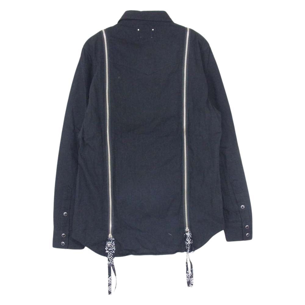 MINEDENIM マインデニム 21SS MND-21SSOP003-97-022 OLD PARK オールドパーク Bandana Zip Denim SH バンダナ ジップデザイン 長袖 デニムシャツ ブラック系 2【中古】