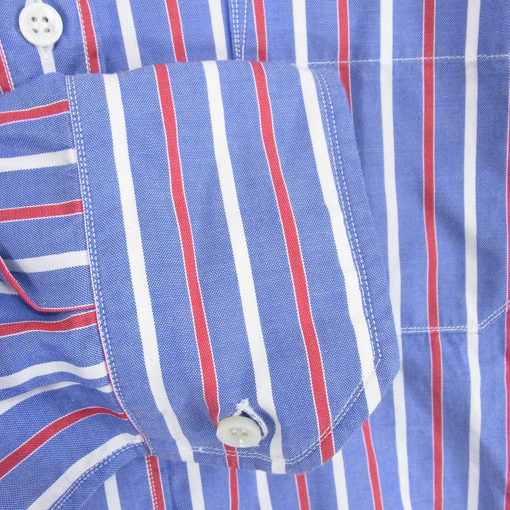 JUNYA WATANABE COMME des GARCONS MAN ジュンヤワタナベコムデギャルソンマン AD2014 WN-B016 綿チェックフランネル 綿ストライプ 背面切替 ボタンダウン 長袖 シャツ インディゴブルー系【中古】