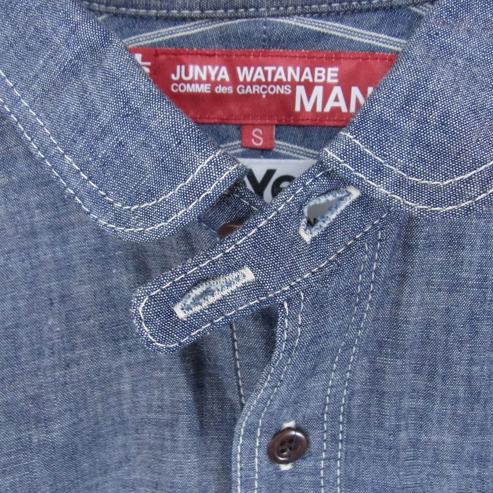 JUNYA WATANABE COMME des GARCONS MAN ジュンヤワタナベコムデギャルソンマン EYE × LEVIS リーバイス 14SS AD2013 WM-B901 ダンガリー ラウンドカラー 長袖 シャンブレー デニムシャツ インディゴブルー系 S【中古】
