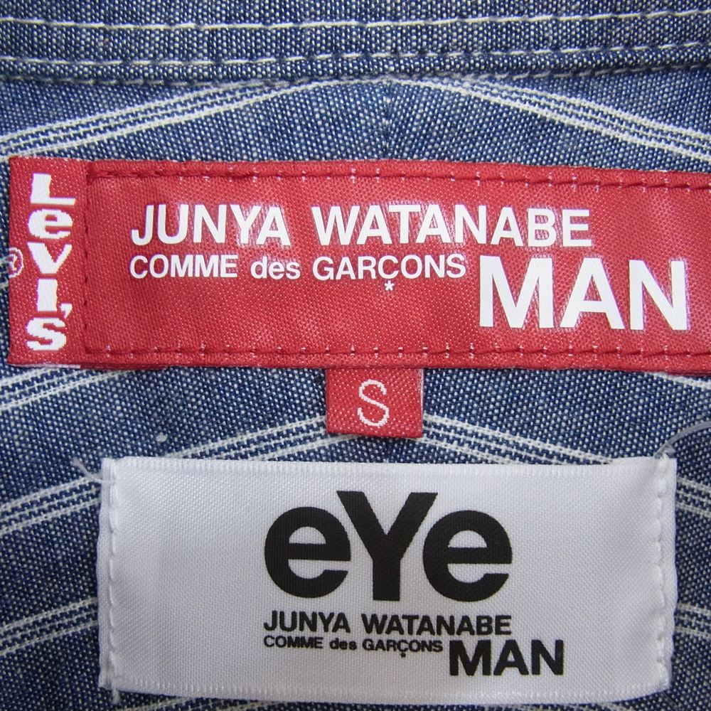 JUNYA WATANABE COMME des GARCONS MAN ジュンヤワタナベコムデギャルソンマン EYE × LEVIS リーバイス 14SS AD2013 WM-B901 ダンガリー ラウンドカラー 長袖 シャンブレー デニムシャツ インディゴブルー系 S【中古】