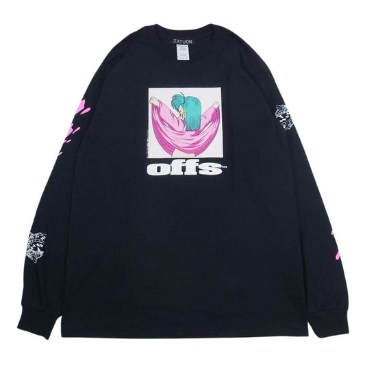 ザツオン ZATUON DRAGONBALL offshore ザツオン ドラゴンボール ブルマ 亀仙人 プリント 長袖 Tシャツ ブラック系 M【中古】