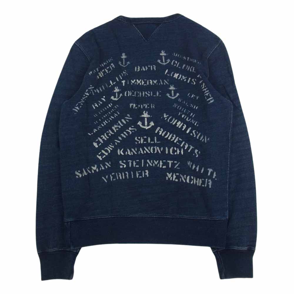 RRL ダブルアールエル Indigo Dyed Cotton Sweatshirt インディゴ 両V ステンシル プリント スウェット インディゴブルー系 M【中古】