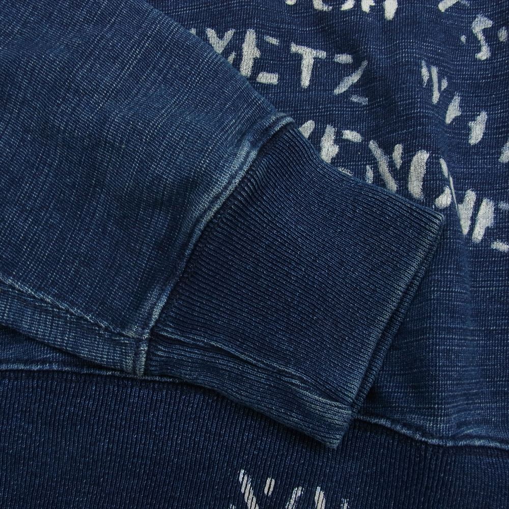 RRL ダブルアールエル Indigo Dyed Cotton Sweatshirt インディゴ 両V ステンシル プリント スウェット インディゴブルー系 M【中古】