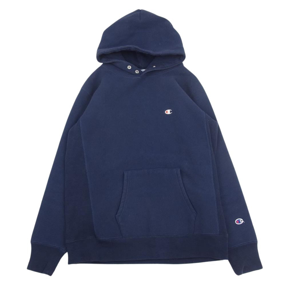 Champion チャンピオン C3-L108 ReverseWeave STORMSHELL HOODED SWEAT ストームシェル フーデッド スウェット シャツ ネイビー系 L【中古】