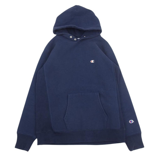 Champion チャンピオン C3-L108 ReverseWeave STORMSHELL HOODED SWEAT ストームシェル フーデッド スウェット シャツ ネイビー系 L【中古】