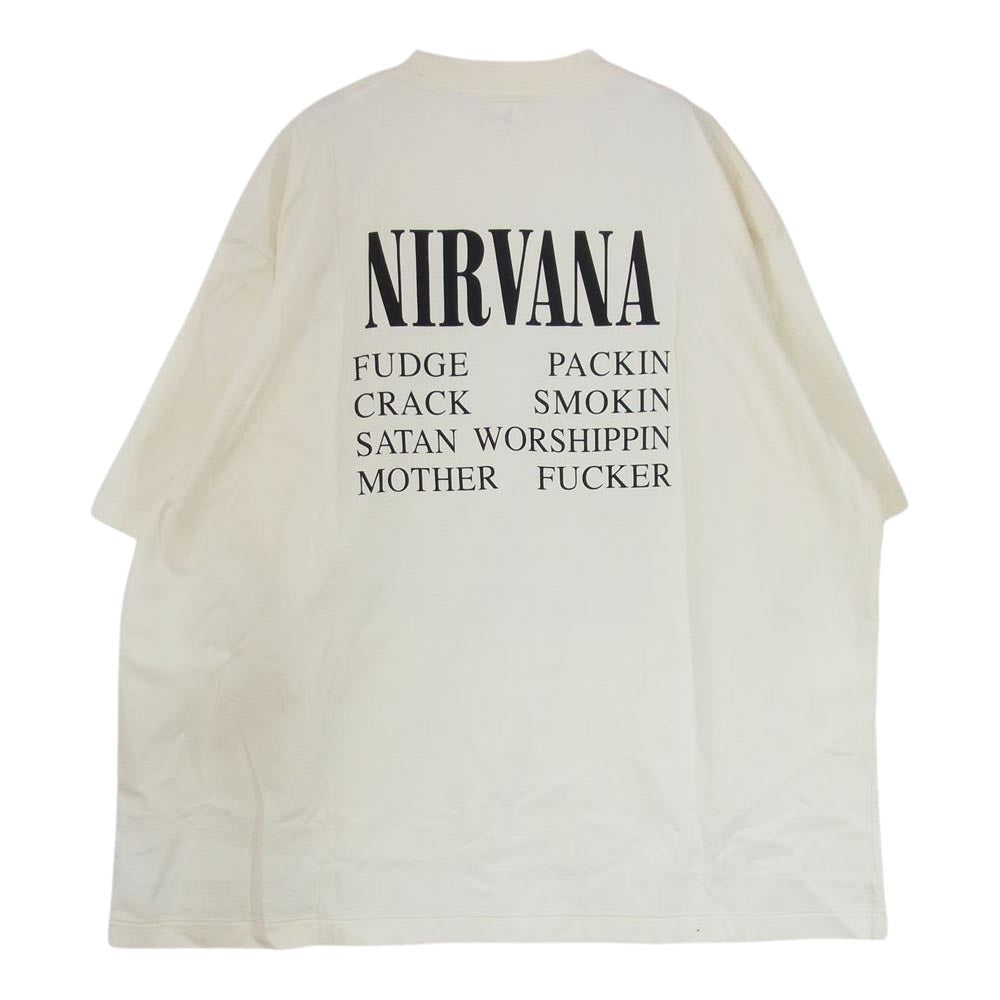 ブラームス ルーツストック 23AW ADAM ET ROPE アダムエロぺ  NIRVANA ニルヴァーナ BROOTS23FAER02 Print Tee フォトプリント 半袖 Tシャツ アイボリー 4【新古品】【未使用】【中古】