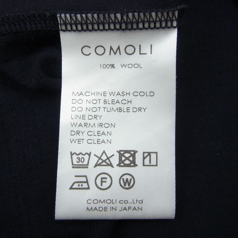 COMOLI コモリ 22SS V01-05007 ウール 天竺 Tシャツ NAVY ネイビー系 3【中古】