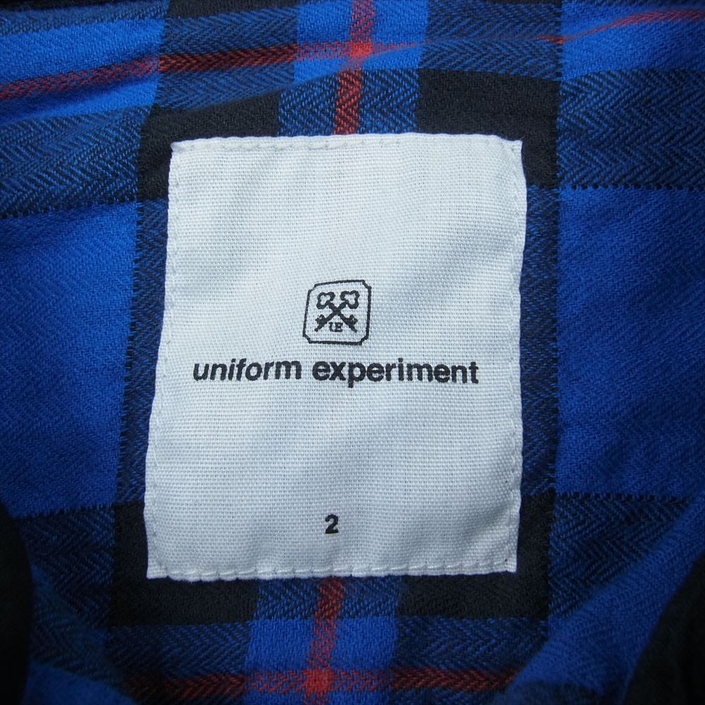 uniform experiment ユニフォームエクスペリメント UE-160048 チェック柄 フーデット シャツ  ブルー系 2【中古】